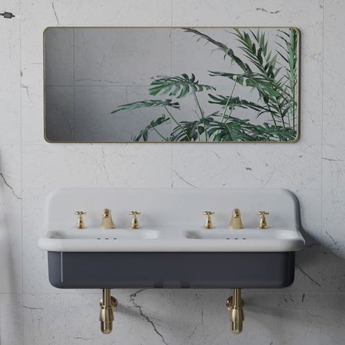 Lavabo Rétro Double En Céramique 102 Cm - True Colors Lite - Gris