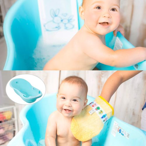 Baignoire Bébé Thermomètre Intégré Gris Owls 86 Cm + Pied