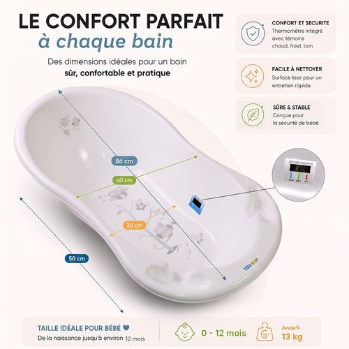 Baignoire Bébé Thermomètre Intégré Blanc Owls 86 Cm