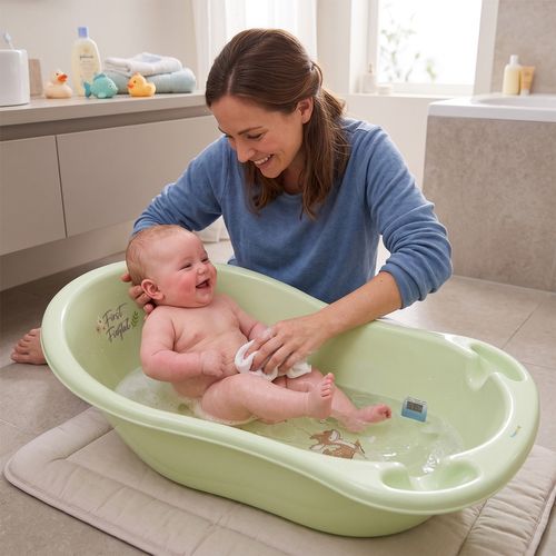 Baignoire Bébé Avec Thermomètre Intégré Pvc Vert Forest 86 Cm