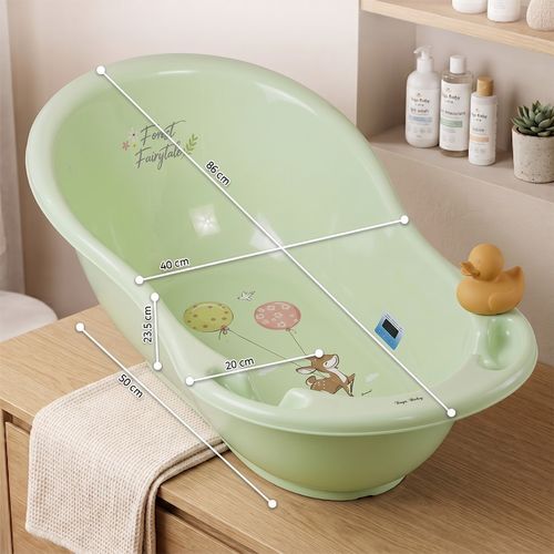 Baignoire Bébé Avec Thermomètre Intégré Pvc Vert Forest 86 Cm