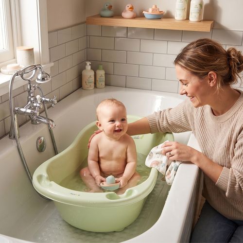 Baignoire Bébé Avec Thermomètre Intégré Pvc Vert Forest 86 Cm