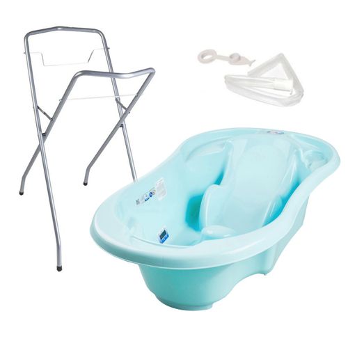 Baignoire Bébé Avec Réducteur Et Thermomètre Intégrés Bleu + Pied + Tuyau
