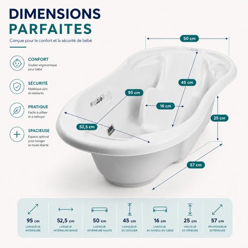 Baignoire Bébé Avec Réducteur Et Thermomètre Intégrés Jaune + Tuyau