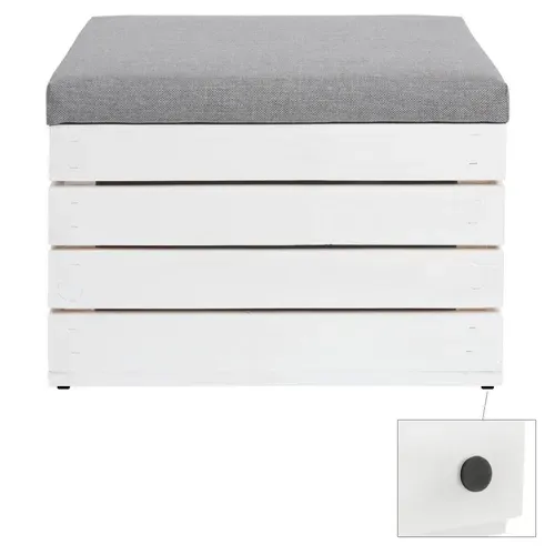 Pouf Coffre De Rangement En Bois Blanc Banc Avec Siège Rembourré