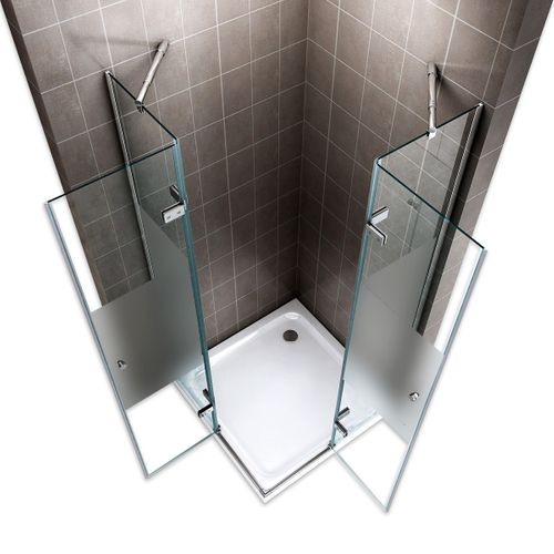 Cabine De Douche Maya H190 90x80cm +receveur Verre Semi-opaque 2 Portes Battantes