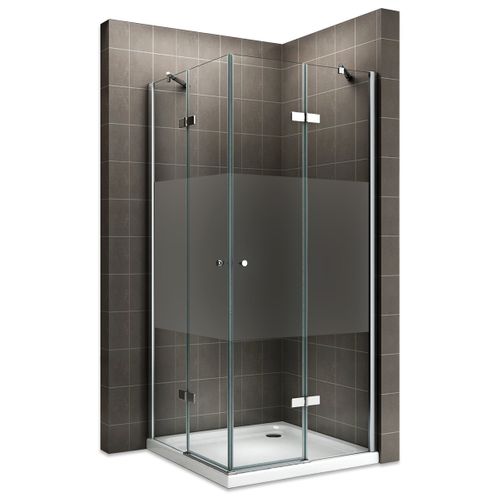 Cabine De Douche Maya H190 90x80cm +receveur Verre Semi-opaque 2 Portes Battantes