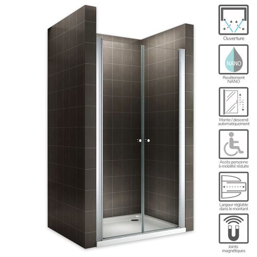 Porte De Douche H185 X L.104 à 108 Cm Verre Transparent - Gina