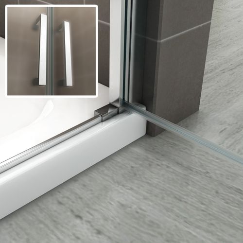 Porte De Douche H195 Largeur 68-71 Cm Verre Semi-opaque 2 Portes Battantes, Modèle Kaya