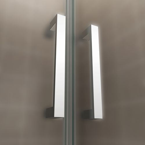 Porte De Douche H195 Largeur 68-71 Cm Verre Semi-opaque 2 Portes Battantes, Modèle Kaya