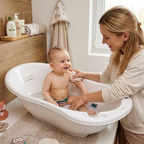 Baignoire Bébé Thermomètre Intégré Blanc Elephant 86 Cm + Tuyau