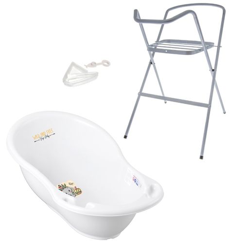 Baignoire Bébé Thermomètre Blanc Elephant 86 Cm + Pied + Tuyau