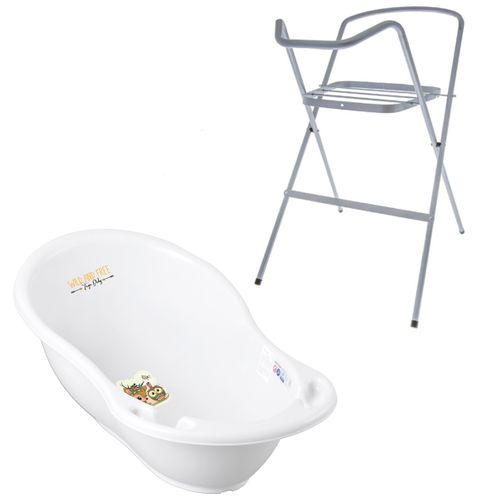 Baignoire Bébé Thermomètre Intégré Blanc Biche 86 Cm + Pied