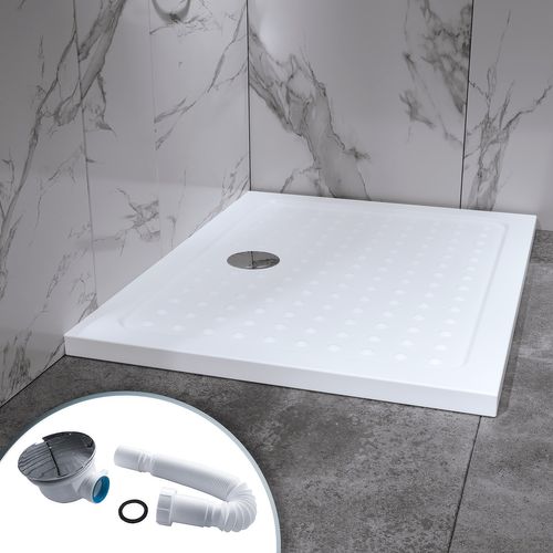 Receveur De Douche Sana 80x90 Cm Blanc + Bonde Et Siphon Inclus