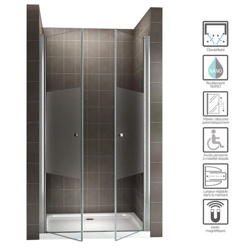 Porte De Douche H185 X L.88 à 92 Cm Verre Semi-opaque - Gina