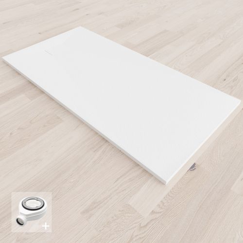 Receveur De Douche Baya 70x160 Cm Blanc Extra-plat Aspect Pierre + Bonde