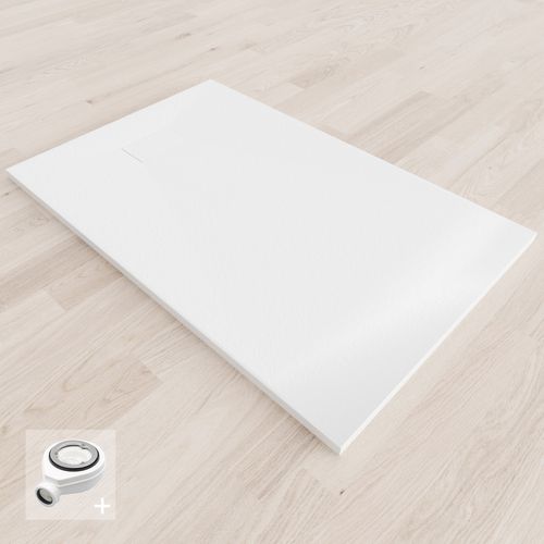 Receveur De Douche Baya 90x140 Cm Blanc Extra-plat Aspect Pierre + Bonde