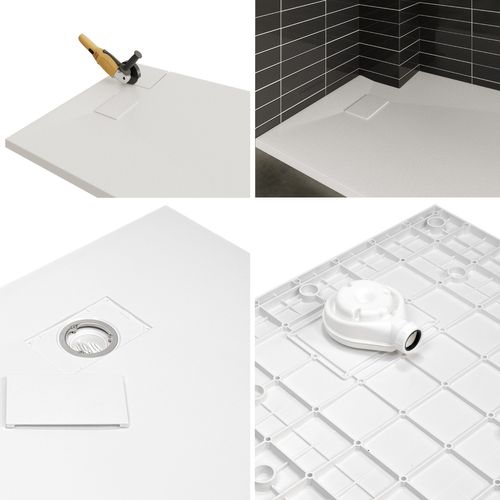 Receveur De Douche Baya 90x140 Cm Blanc Extra-plat Aspect Pierre + Bonde