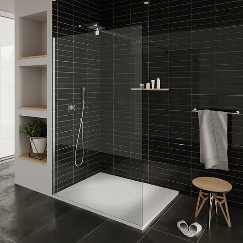 Receveur De Douche Baya 100x100 Cm Blanc Extra-plat Aspect Pierre + Bonde Centrale