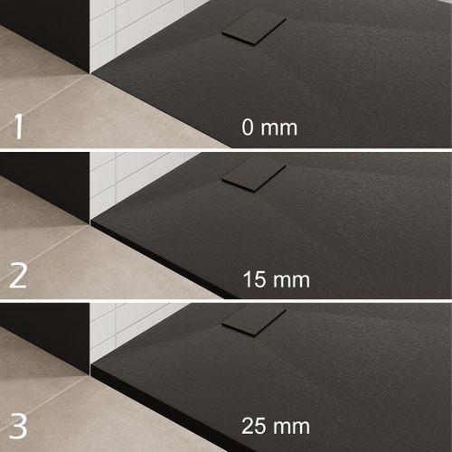 Receveur De Douche Baya 80x160 Cm Noir Extra-plat Aspect Pierre + Bonde