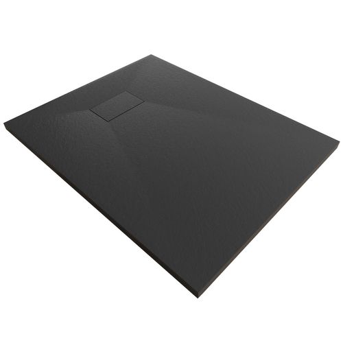 Receveur De Douche Baya 100x120 Cm Noir Extra-plat Aspect Pierre + Bonde