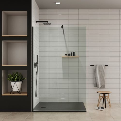 Receveur De Douche Baya 100x120 Cm Noir Extra-plat Aspect Pierre + Bonde
