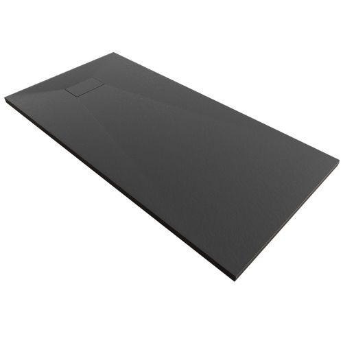 Receveur De Douche Baya 100x180 Cm Noir Extra-plat Aspect Pierre + Bonde