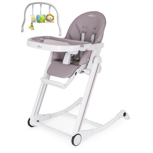 Adelle Chaise Haute Bébé À Bascule, Pliable Et Repose-pieds Gris / Blanc