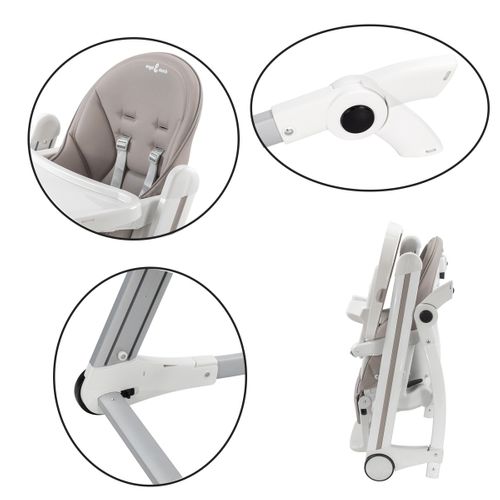 Adelle Chaise Haute Bébé À Bascule, Pliable Et Repose-pieds Gris / Blanc