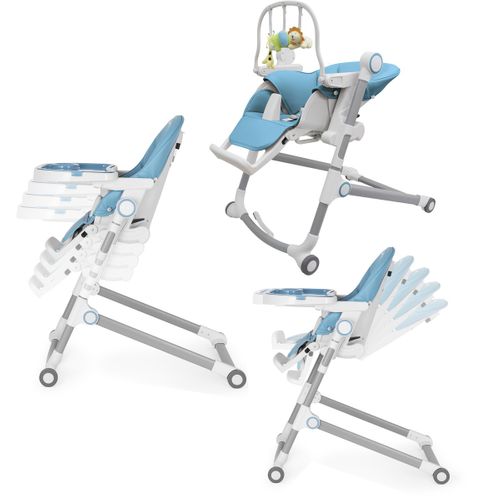 Hugo Chaise Haute Pliable Et Inclinable + Arche De Jeux Bleu