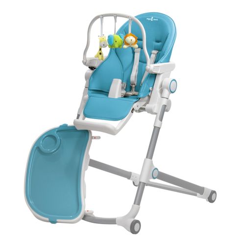 Hugo Chaise Haute Pliable Et Inclinable + Arche De Jeux Bleu