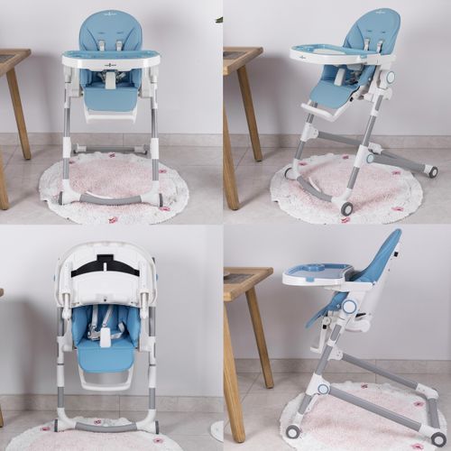 Hugo Chaise Haute Pliable Et Inclinable + Arche De Jeux Bleu