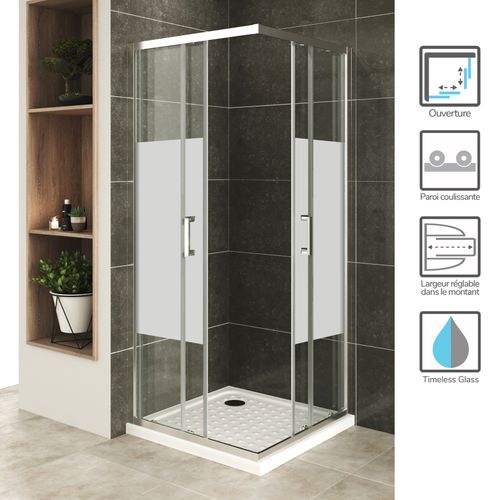 Cabine de douche KARA quart de rond 90 porte coulissante ava