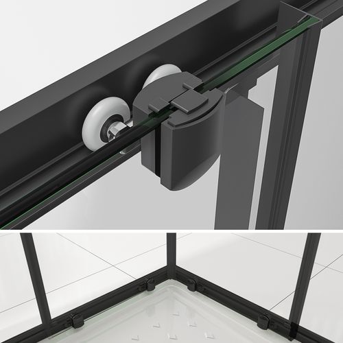 Cabine De Douche H180 85x85cm +receveur Verre Transparent Portes Coulissantes Lanablack+