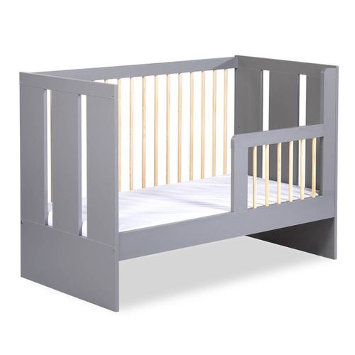 Pauline Ensemble Bébé Lit évolutif, Commode À Langer Gris / Bois 120x60 Cm