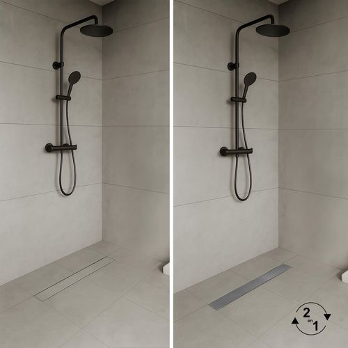 Caniveau De Douche 2en1 à Encastrer L.90 Cm, à Carreler Ou Inox, Drainage 36l/min - Celo