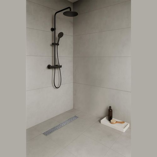 Caniveau De Douche à L'italienne Motif Bulle L.120 Cm Acier, Anti-odeurs, Débit Élevé -gumi