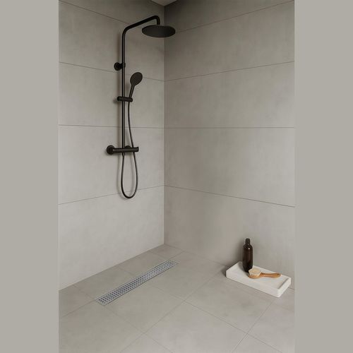 Caniveau De Douche à L’italienne Motif En Pointillé L.80 Cm Anti-odeurs + Filtre -hoxy