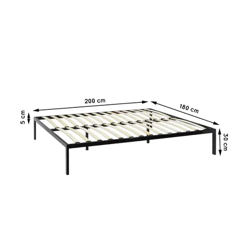 Basi Sommier à Lattes Avec Pieds En Acier Robuste 180x200 Cm Noir