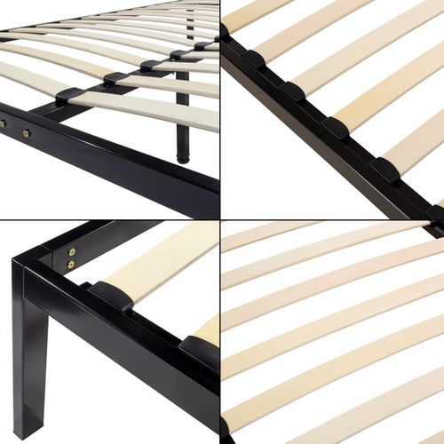 Basi Sommier à Lattes Avec Pieds En Acier Robuste 180x200 Cm Noir