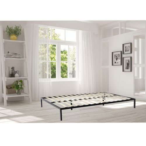 Basi Sommier à Lattes Avec Pieds En Acier Robuste 180x200 Cm Noir