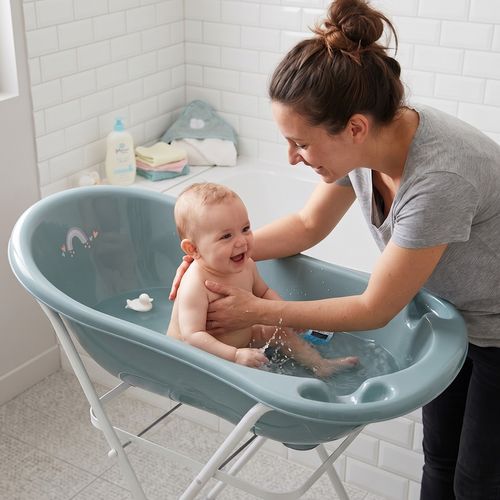 Baignoire Bébé Thermomètre Intégré Vert Viride Météo 86 Cm + Pied