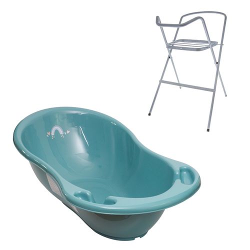 Baignoire Bébé Thermomètre Intégré Vert Viride Météo 86 Cm + Pied