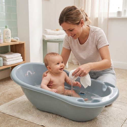 Baignoire Bébé Thermomètre Intégré Vert Viride Météo 86 Cm
