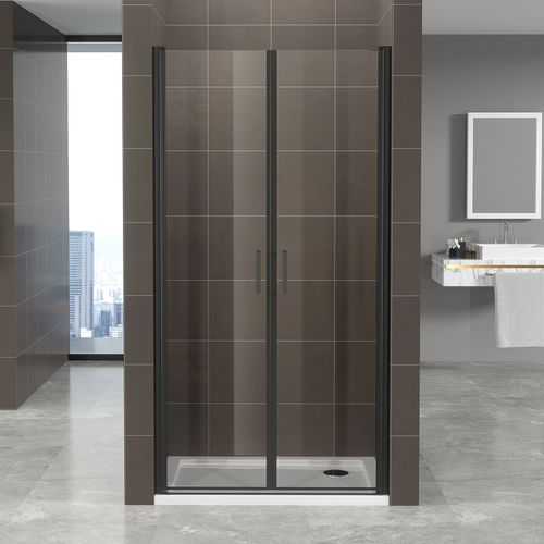 Porte De Douche Noir H190 Largeur 73-76 Cm Verre Transparent 6 Mm, Portes Battantes Kimiblack