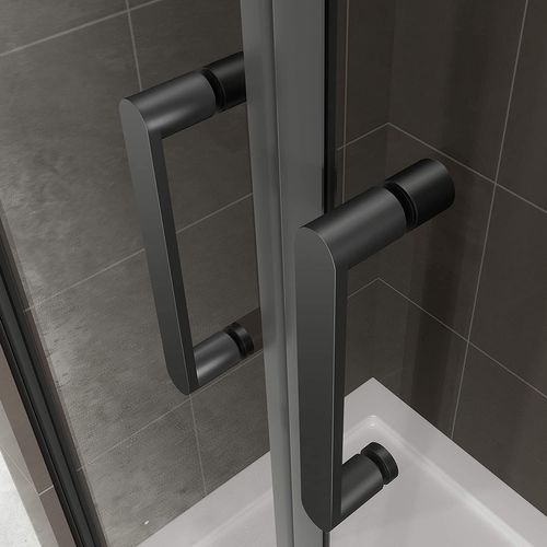 Porte De Douche Noir H190 Largeur 73-76 Cm Verre Transparent 6 Mm, Portes Battantes Kimiblack