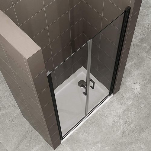 Porte De Douche Noir H180 Largeur 85-88 Cm Verre Transparent 6 Mm, Portes Battantes Kimiblack