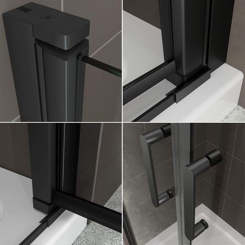 Porte De Douche Noir H180 Largeur 85-88 Cm Verre Transparent 6 Mm, Portes Battantes Kimiblack