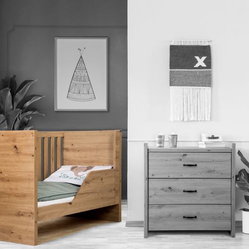 Amelia Lit Bébé Évolutif Avec Barrière De Sécurité 120x60 Chêne