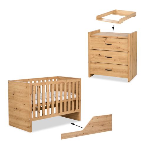 Amelia Ensemble Bébé Commode À Langer Et Lit évolutif 120x60 Chêne